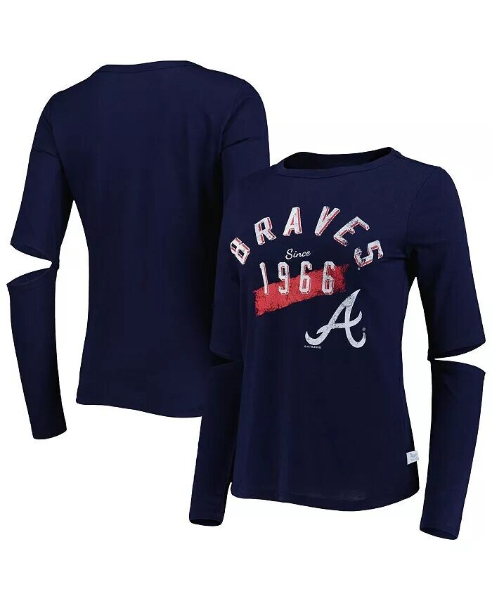 

Женская темно-синяя футболка с длинным рукавом Atlanta Braves Formation Touch