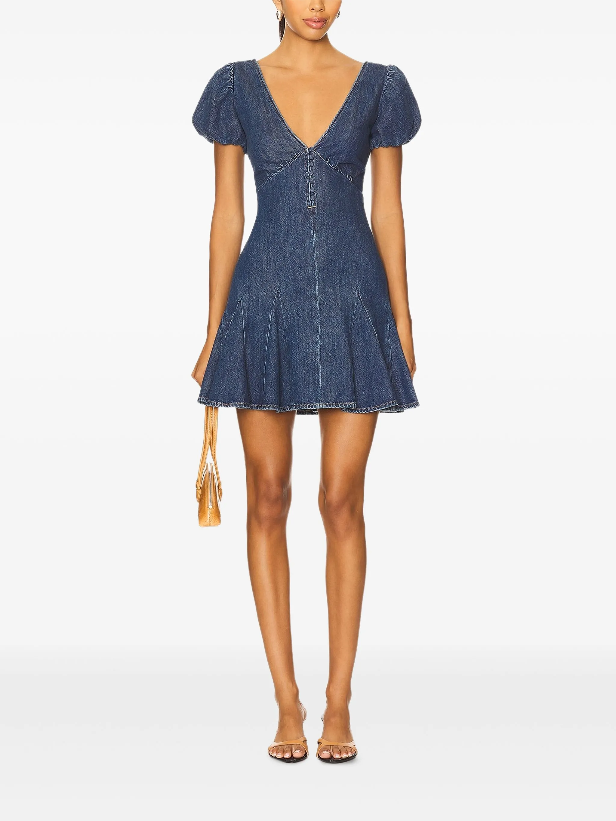 

Платье мини с объемными рукавами Alice + Olivia, синий