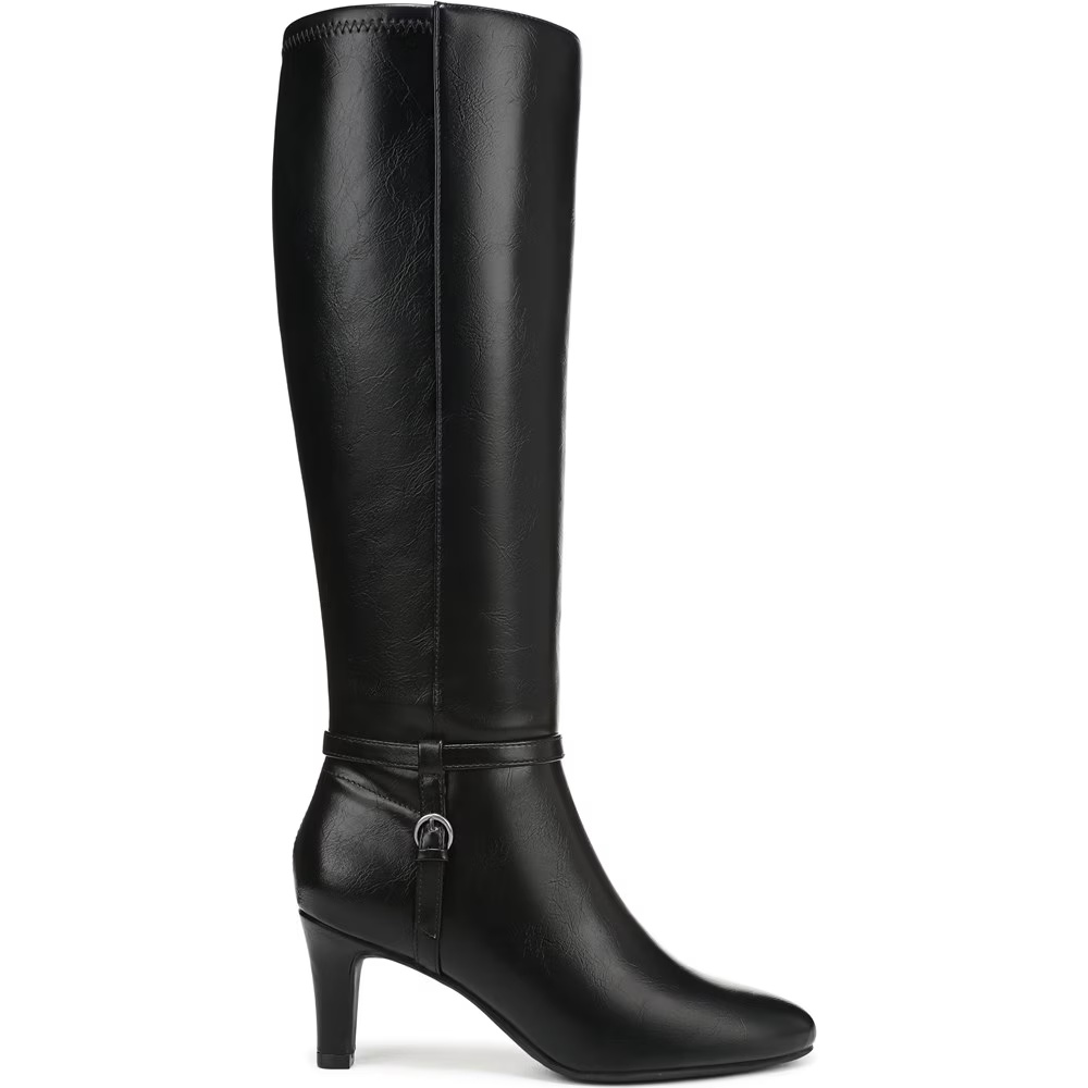 Высокий сапог до колена на широкую икру Galant Lifestride, black faux leather — фото 2