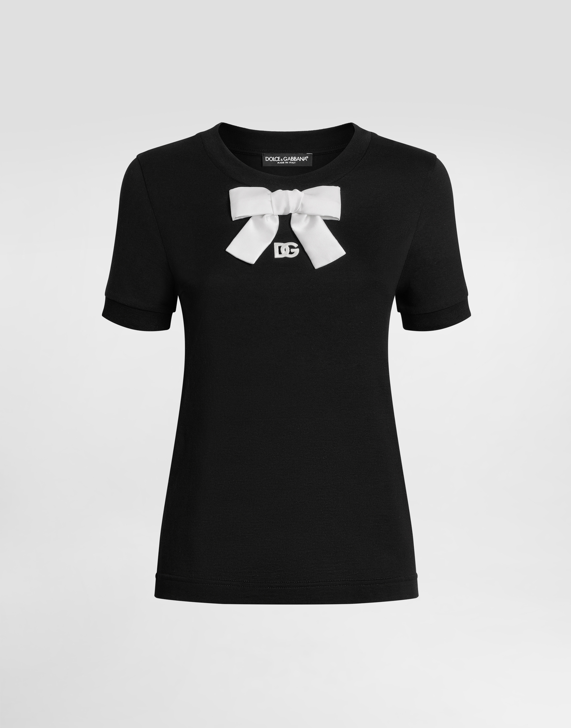 

Футболка из джерси с вышивкой dg и бантом Dolce & Gabbana, черный