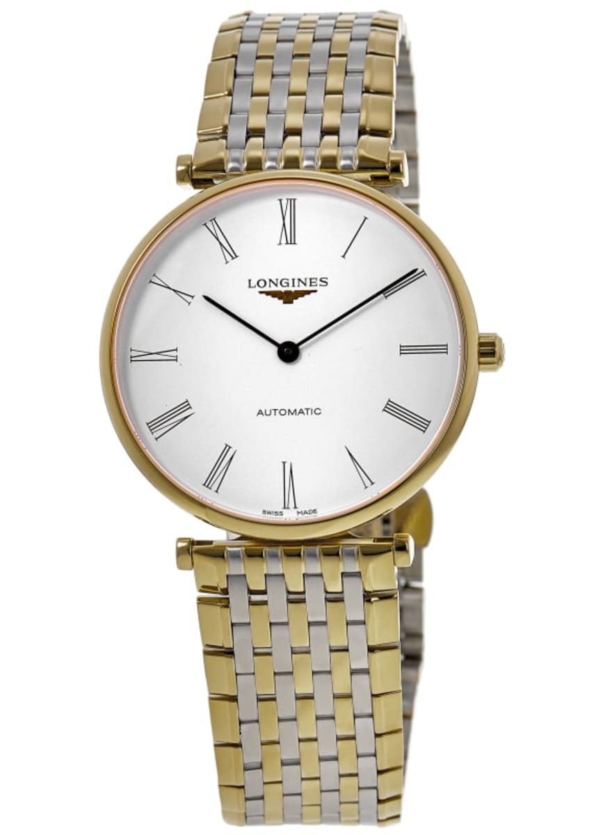 

Часы Longines La Grande Classique Automatic с белым циферблатом и PVD-покрытием из желтой стали унисекс L4.918.2.11.7