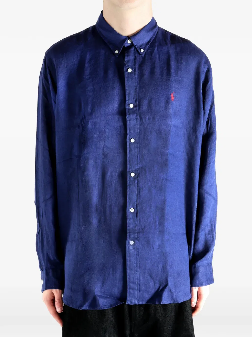 Хлопковая рубашка с длинными рукавами Polo Ralph Lauren, синий — фото 2