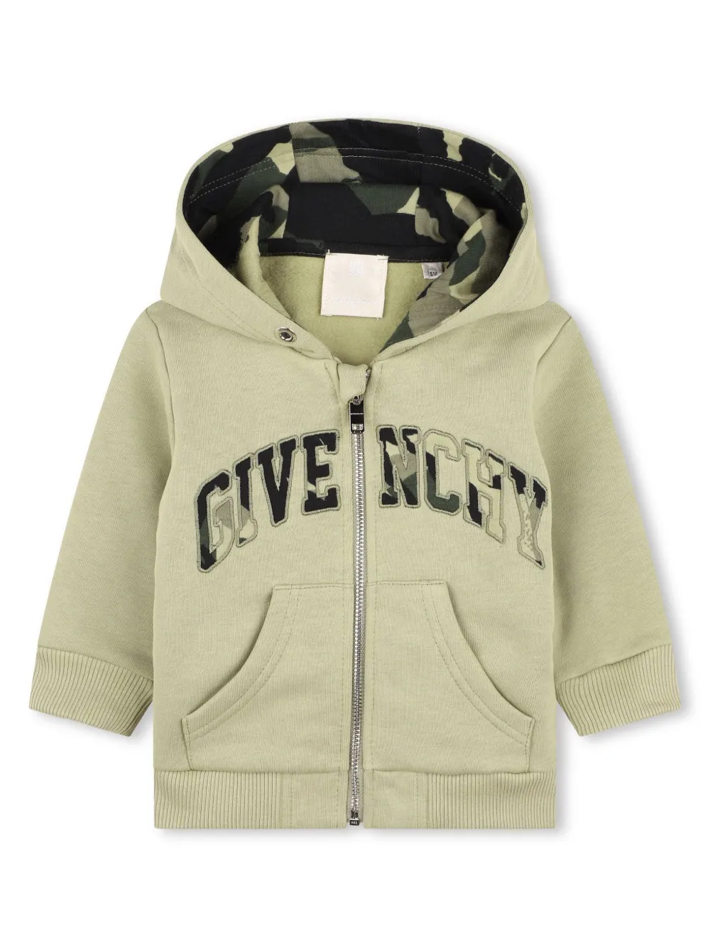 

Худи на молнии с камуфляжным принтом Givenchy Kids, зеленый