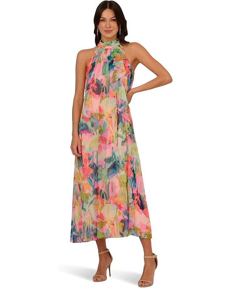 

Платье Adrianna Papell Print Chiffon Trapeze Dress, цвет Pink Multi