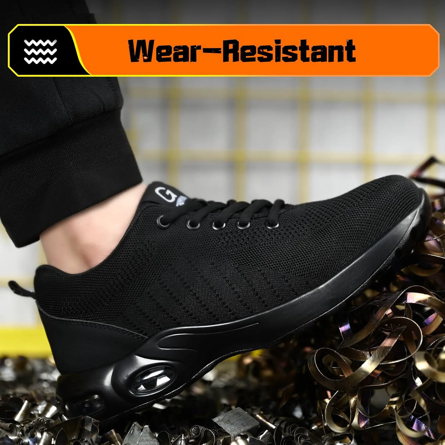 

Мужские рабочие ботинки с металлическим носком, легкие защитные кроссовки с кевларовой проколотостойкой подошвой для строительных и складских работ TANIELD, черный