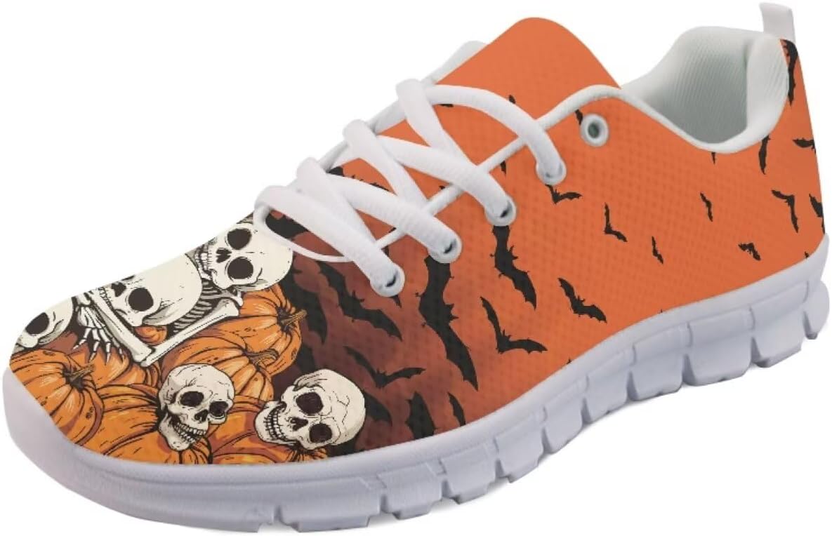 

Кроссовки Forchrinse Daisy унисекс для бега, спортивные кеды для мужчин и женщин, дышащие спортивные кроссовки, Halloween Skull Pumpkin