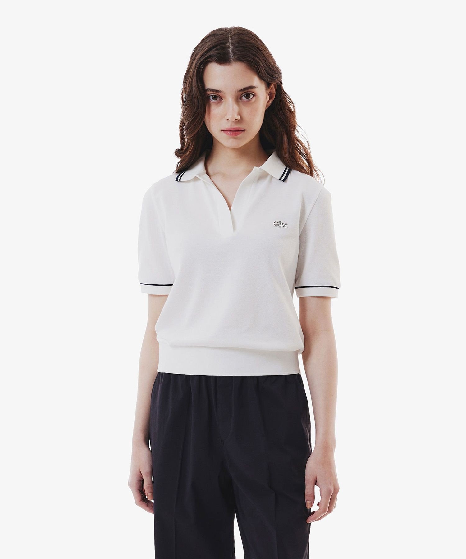 Рубашка-поло LACOSTE с воротником-стойкой, White