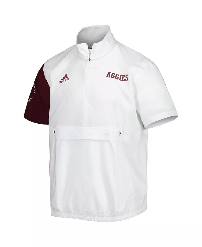 Мужская белая куртка Texas A&M Aggies M STM AEROREADY с молнией на четверть adidas — фото 2