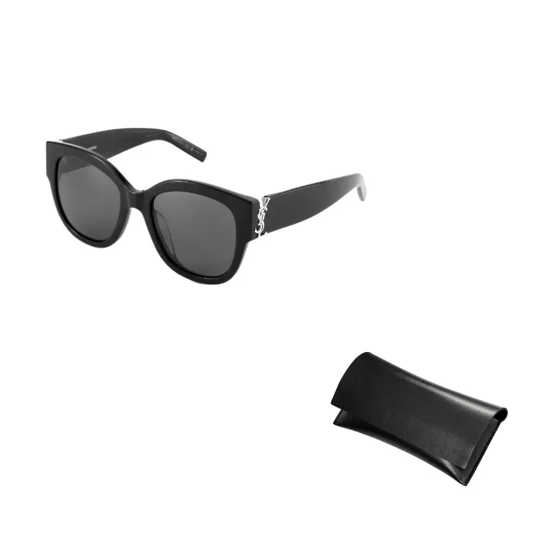 

SAINT LAURENT Солнцезащитные очки с круглой оправой и логотипом, Black