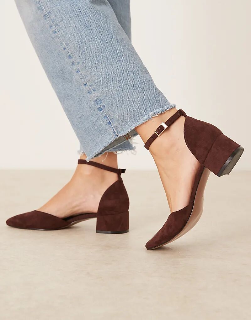 Туфли ASOS DESIGN Sweet на среднем каблуке из замши шоколадного цвета