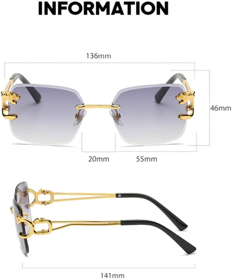 

Квадратные солнцезащитные очки без оправы для мужчин, леопардовый принт, безрамочные солнцезащитные очки для мужчин, зеркальные очки MUTYNE, C7 Gold Black