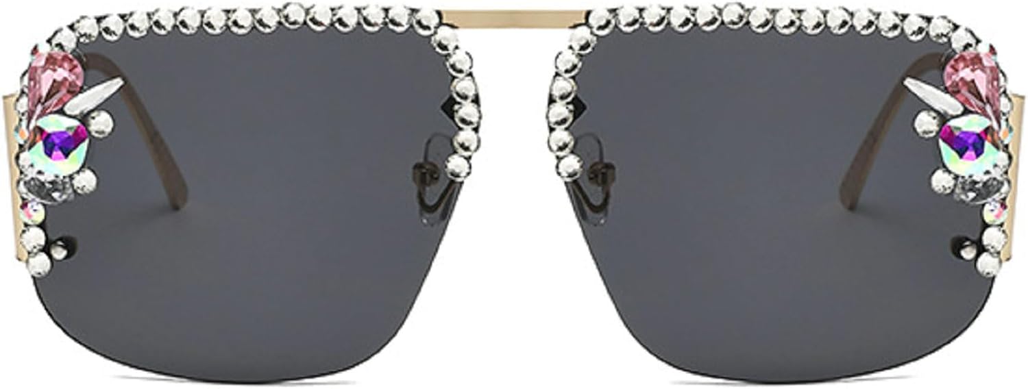 

Модные солнцезащитные очки с бриллиантами для женщин, большие солнцезащитные очки UV400, винтажные квадратные солнцезащитные очки со стразами, женские панк-очки, N47 mincl, Black