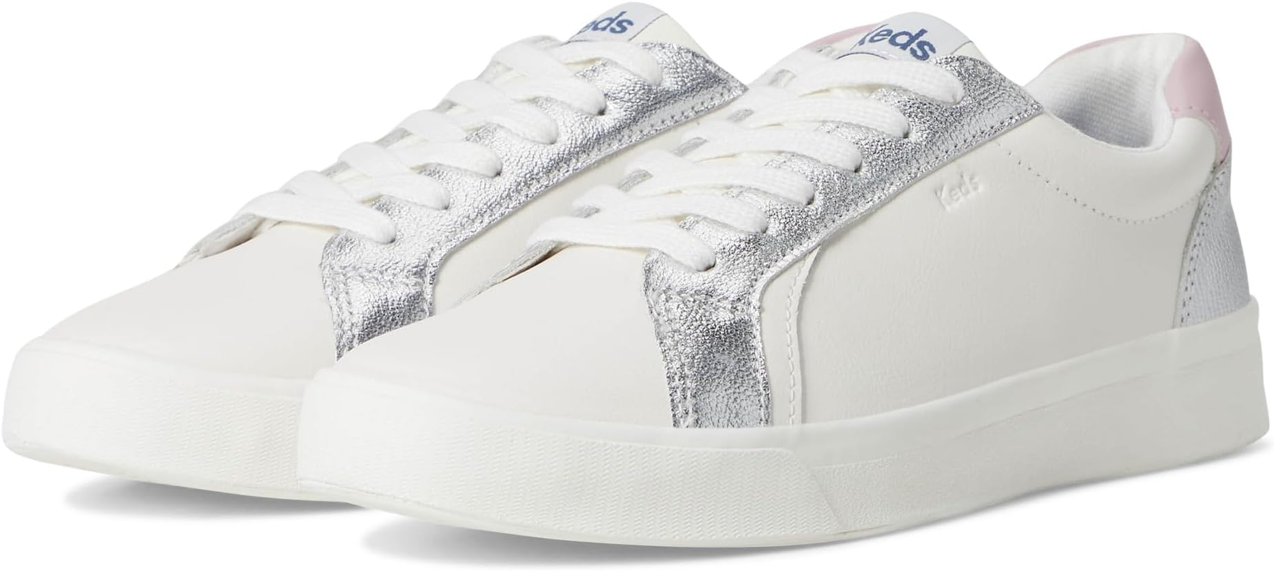 Кроссовки Keds Pursuit Lace-Up, цвет Snow White/Silver/Mauve Leather