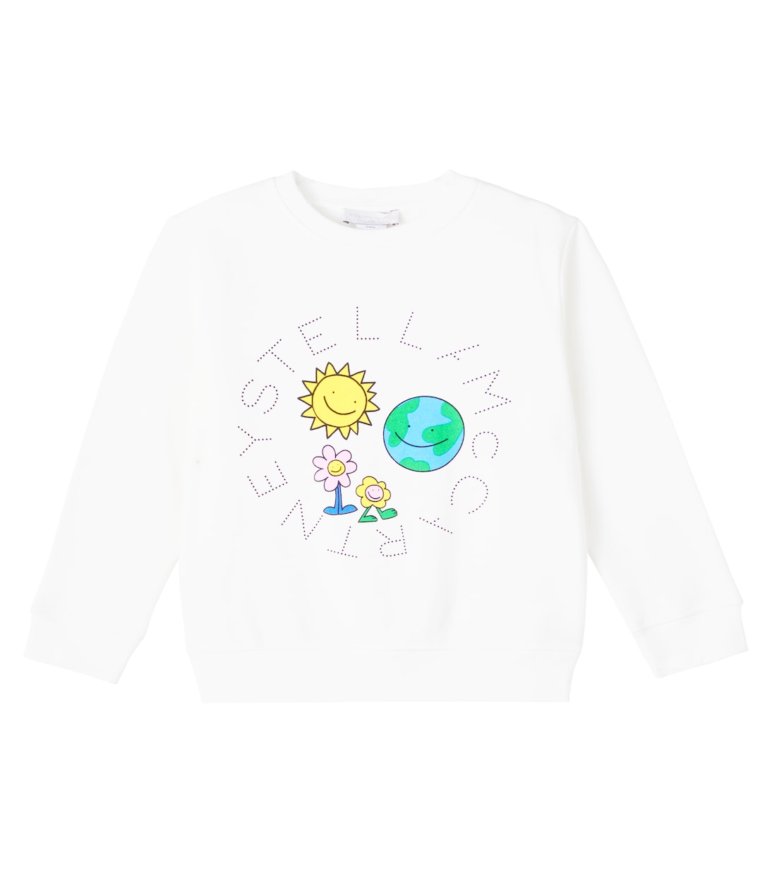 

Хлопковый джерси свитшот с принтом логотипа Stella McCartney Kids, слоновая кость