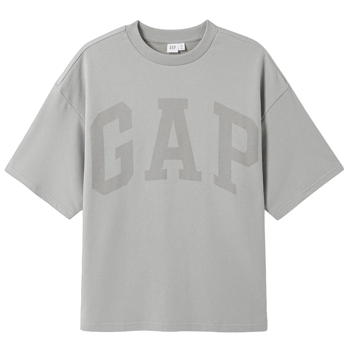 Футболка унисекс с круглым вырезом и прямым кроем GAP, серый белый — фото 3