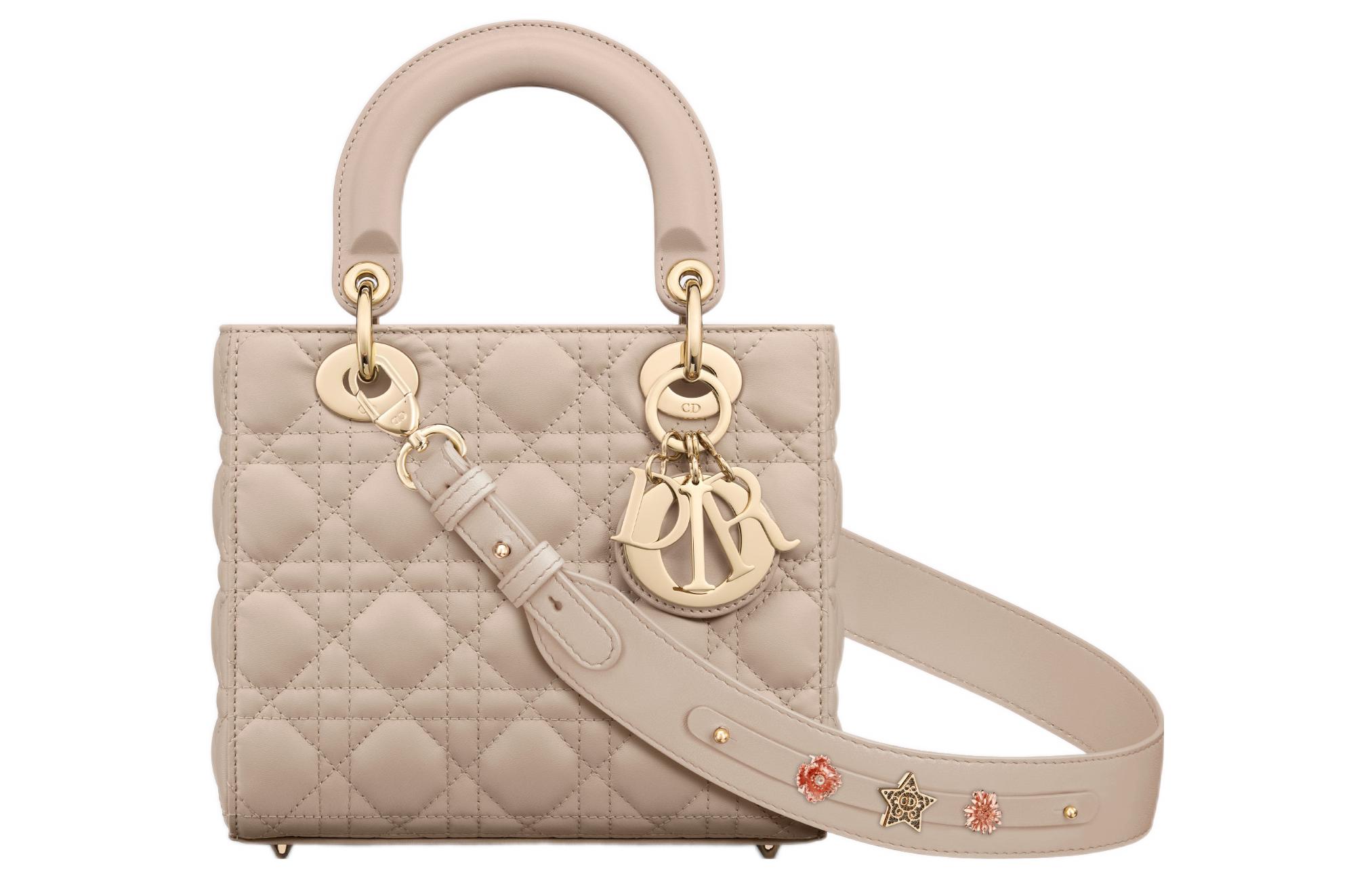 

DIOR Сумка Lady My ABC из натуральной кожи, сумка через плечо, кроссбоди, женская маленькая сумка розовый бежевый