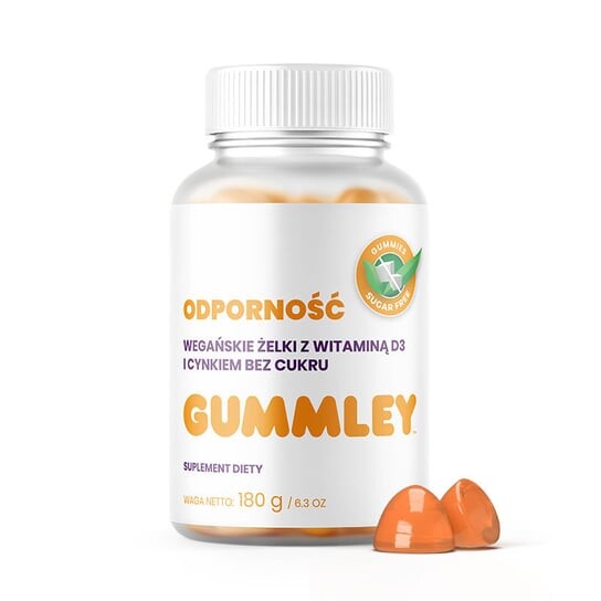 

Gummley, Желе для иммунитета с витамином D3 и цинком, без сахара, 180 г