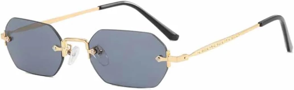 

Женские солнцезащитные очки без оправы в стиле панк, мужские солнцезащитные очки с металлическим оправой, очки для путешествий с защитой от УФ-излучения UV400 VVTWSSW, Gold Gray