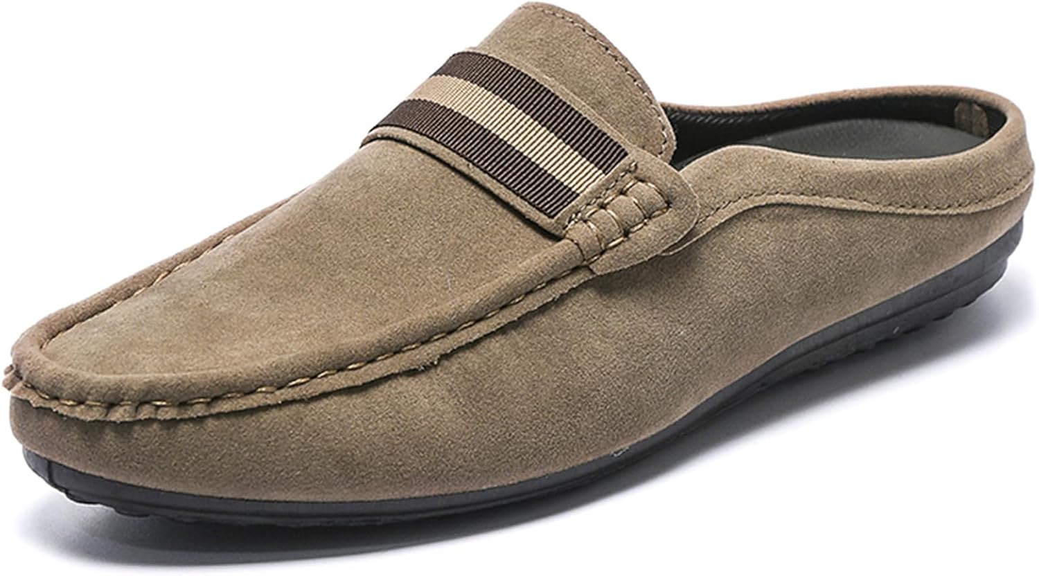 

Мужские ручной работы замшевые слипоны Lossarye, удобные, с круглым носком, дышащие, нескользящие, повседневные тапочки без задника, хаки