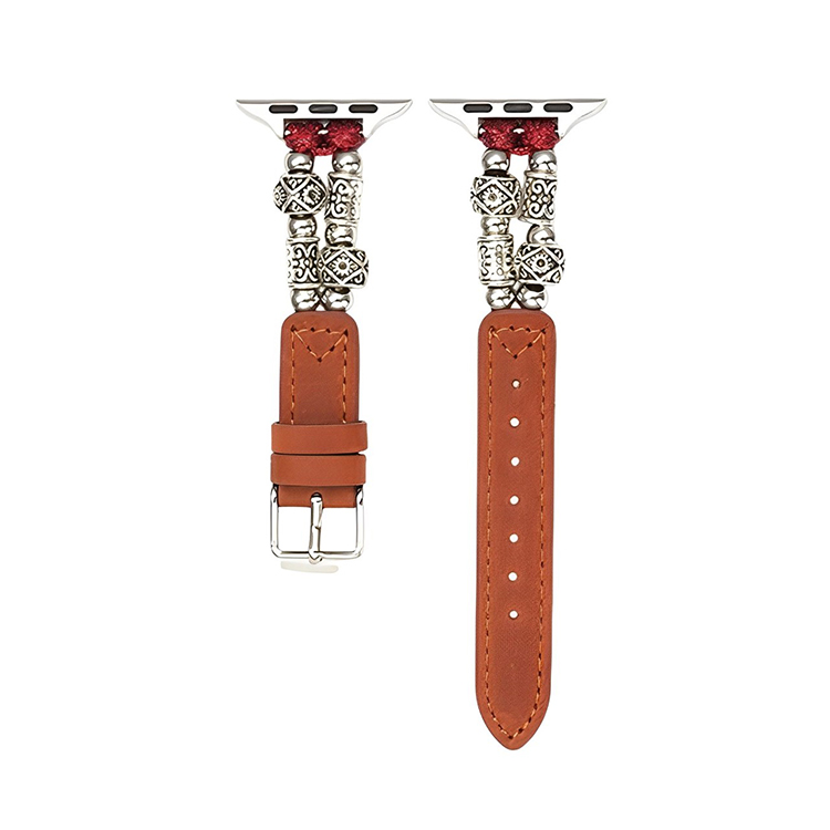 

IBOANN Часы Strap Apple Compatibility Bead Material, Vintage Single Wrap Belt-Brown