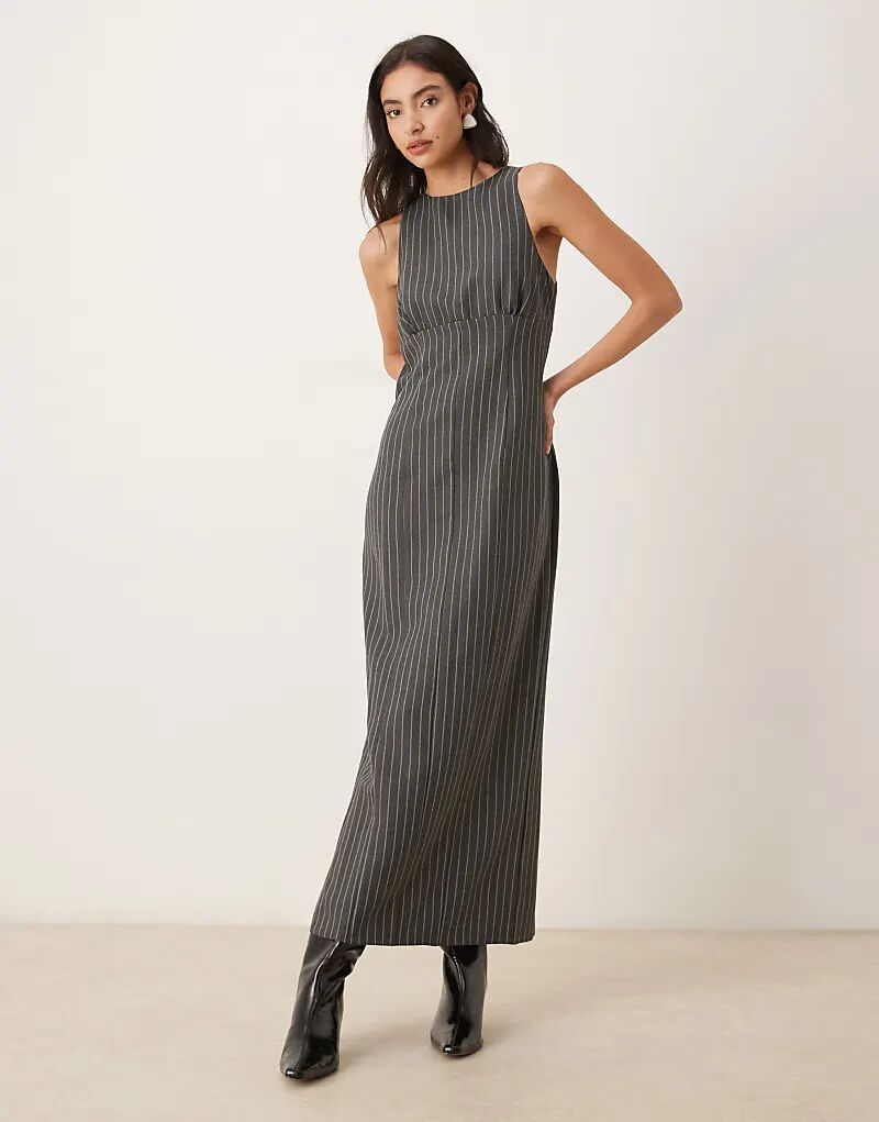 

Платье макси с юбкой-карандашом ASOS DESIGN серого цвета в тонкую полоску