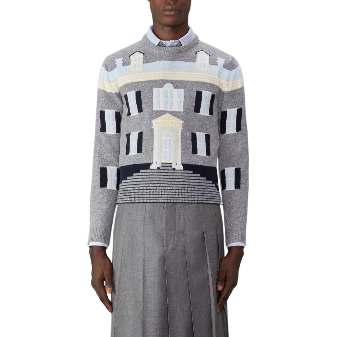 

Джемпер из шерсти с интарсией THOM BROWNE, светло-серый