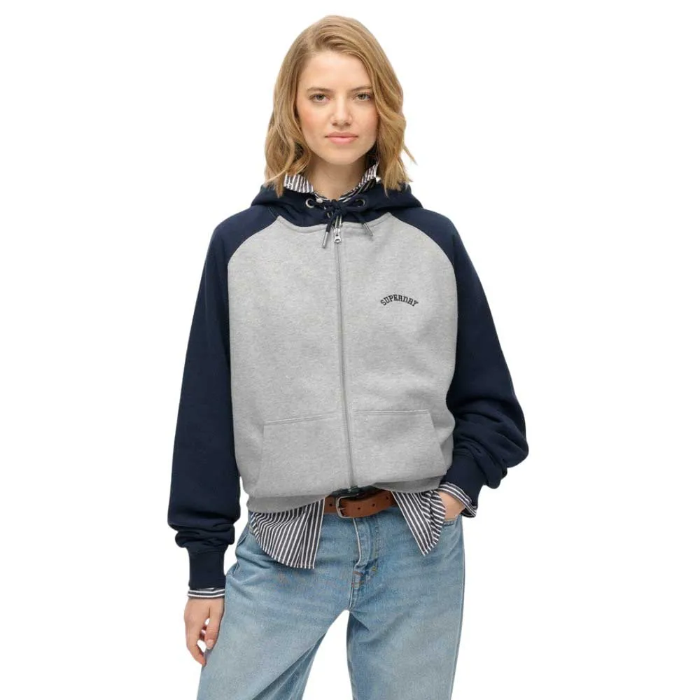 

Толстовка Superdry Essential Logo Oversize full zip, серый