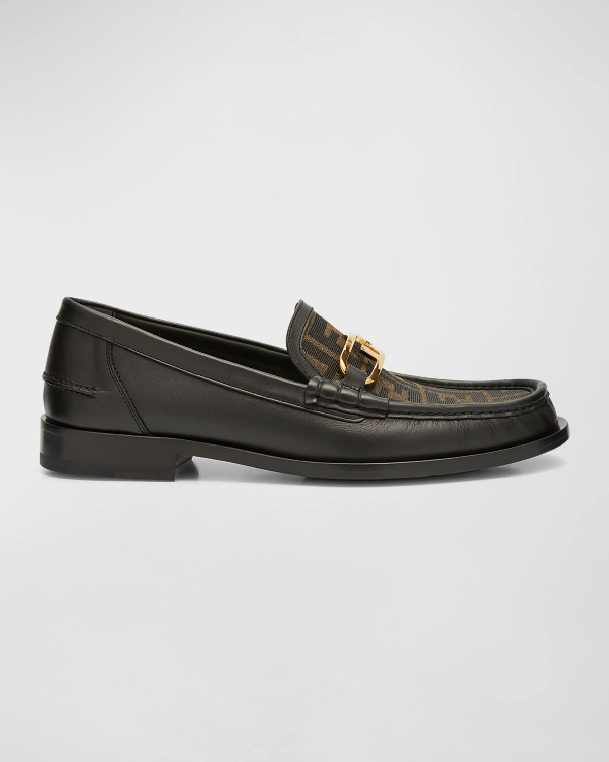 

Мужские кожаные лоферы FF O'Lock Fendi, цвет Black/Tobacco