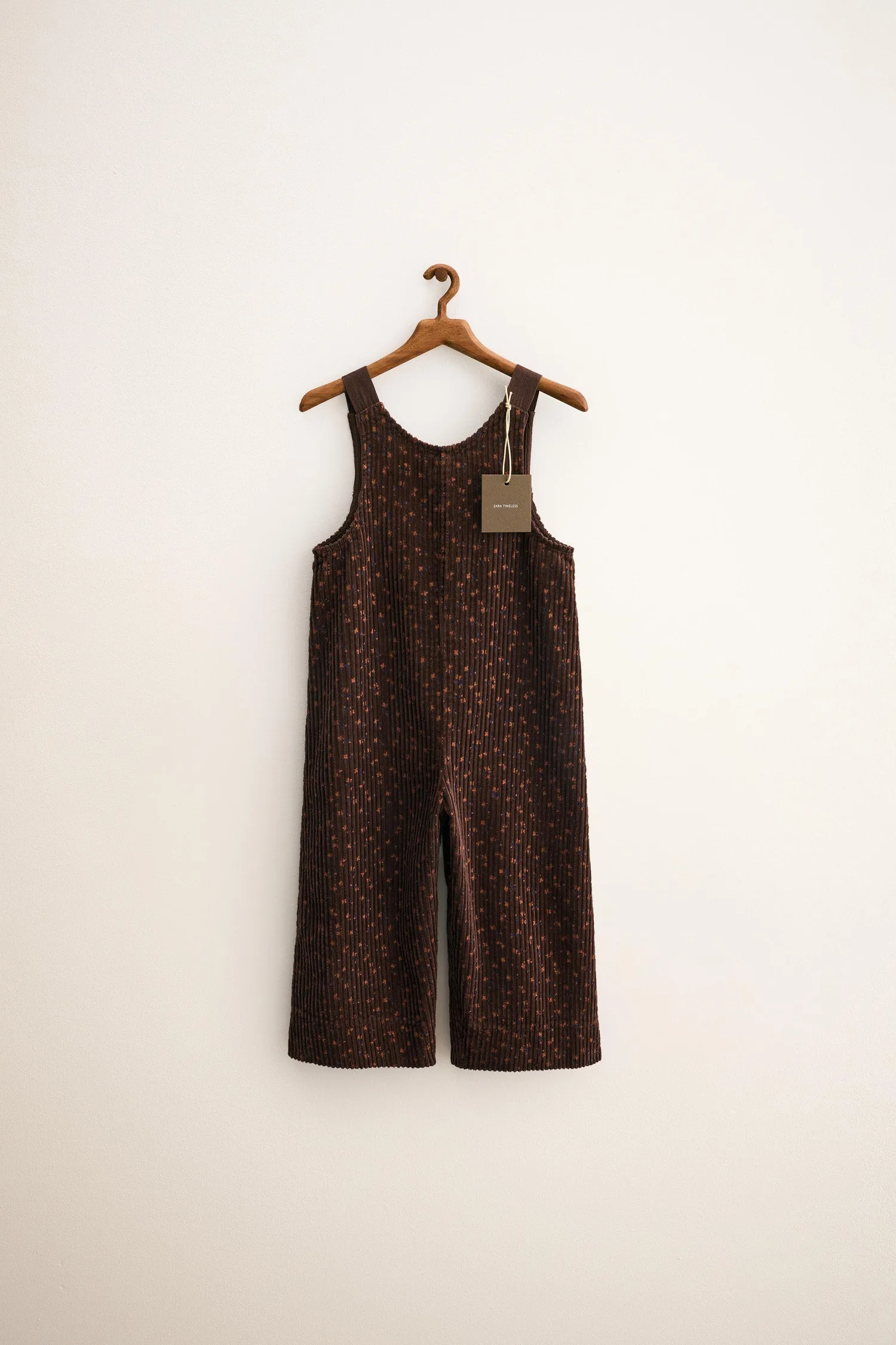 Zara timeless - вельветовые комбинезоны с цветочным принтом, коричневый
