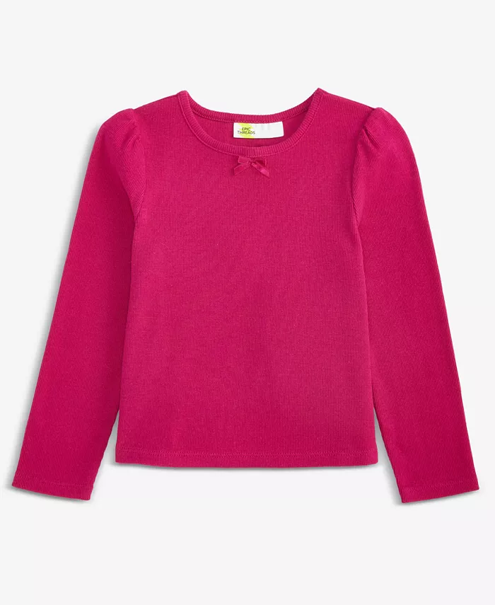 

Детская футболка с ребристыми рукавами-фонариками для девочек 2T-4T Epic Threads, розовый