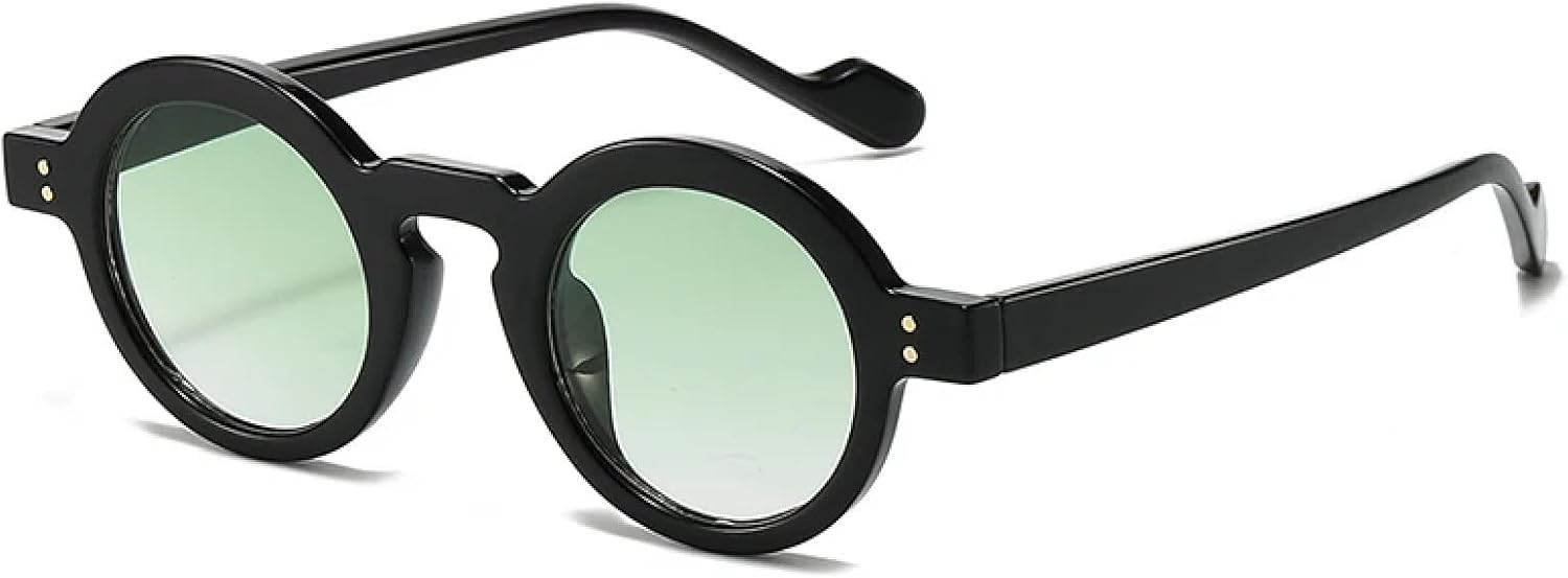 

Ретро маленькие круглые солнцезащитные очки для женщин, модные, с прозрачными линзами, защита от УФ-излучения UV400, для мужчин, панк-солнцезащитные очки SZVVBKK, Black Green Gradient