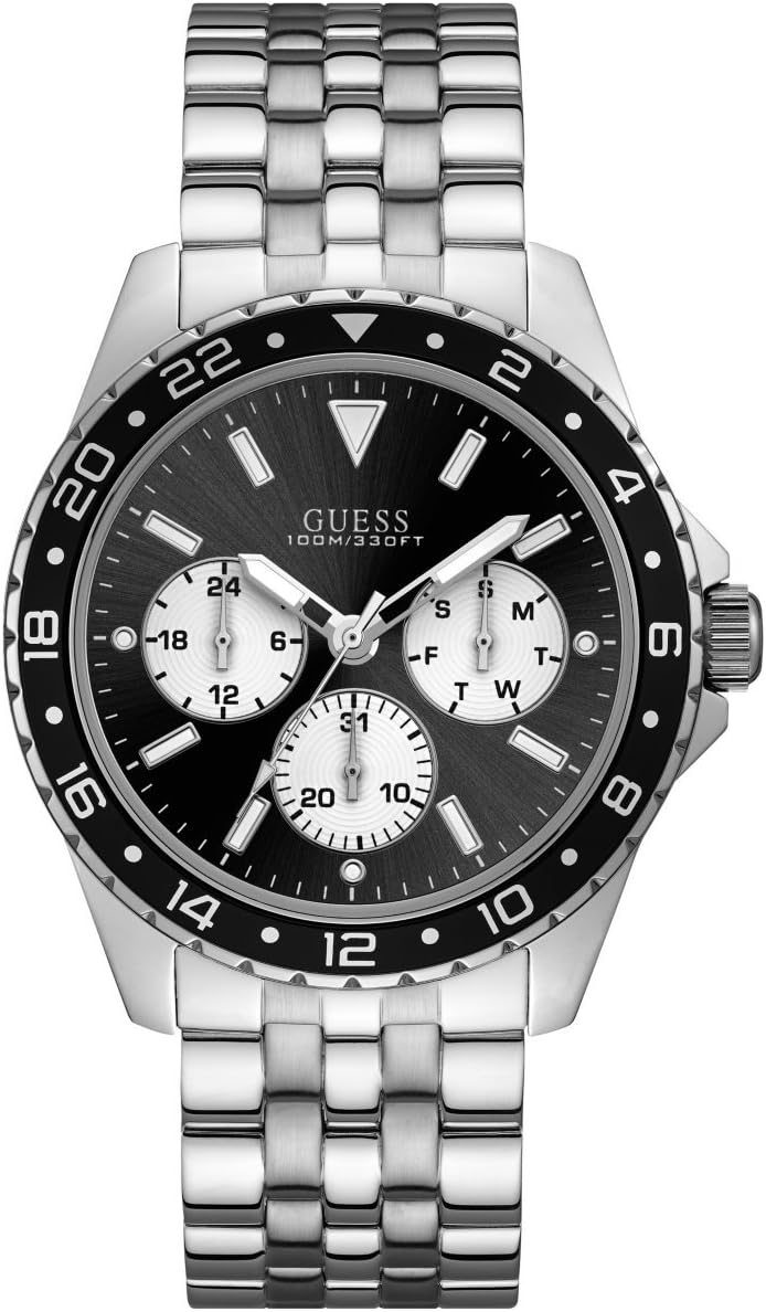 

Мужские аналоговые часы Guess с браслетом из нержавеющей стали, Silver Tone/Black/Silver Tone