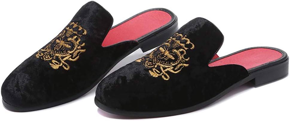 

Мужские кожаные тапочки FLQL, бархатные слиперы, лоферы без задника, модные мюли, сабо, противоскользящие сандалии и шлепанцы для мужчин и женщин, дизайнерские, размеры 7-13, черный