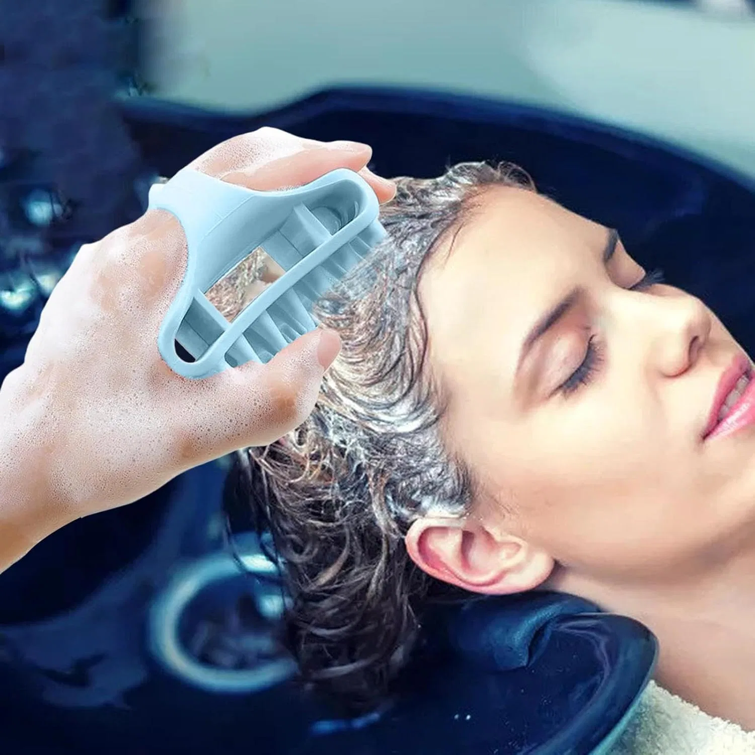 Силиконовый массажер для кожи головы «Shampoo Brush» Generisch, Blue — фото 3