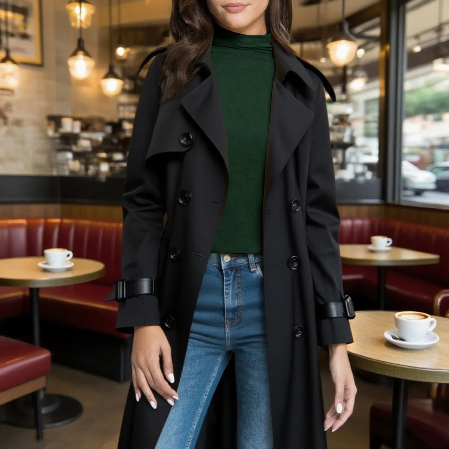 Топ с высокой горловиной, Slim Fit, Green — фото 3