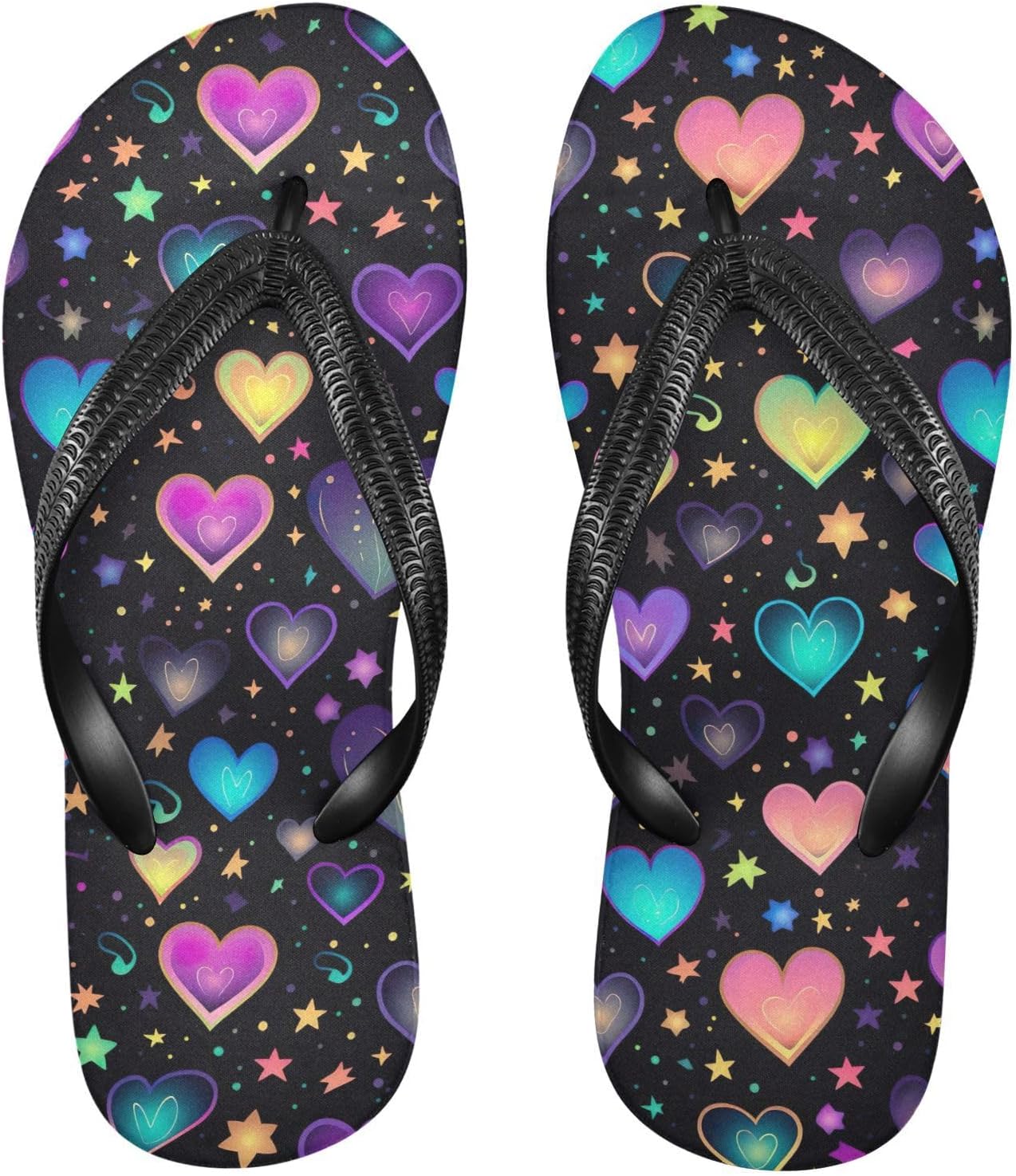 

Цветные сердечки Черные шлепанцы Вьетнамки для душа на пляже Резиновые Нескользящие Летние тапочки Обувь для ходьбы для женщин и мужчин Sinestour