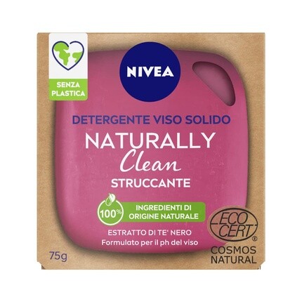 Nivea Средство для снятия макияжа Naturally Clean Face 75 г - твердое средство для снятия макияжа с экстрактом черного чая - веганская формула — фото 2