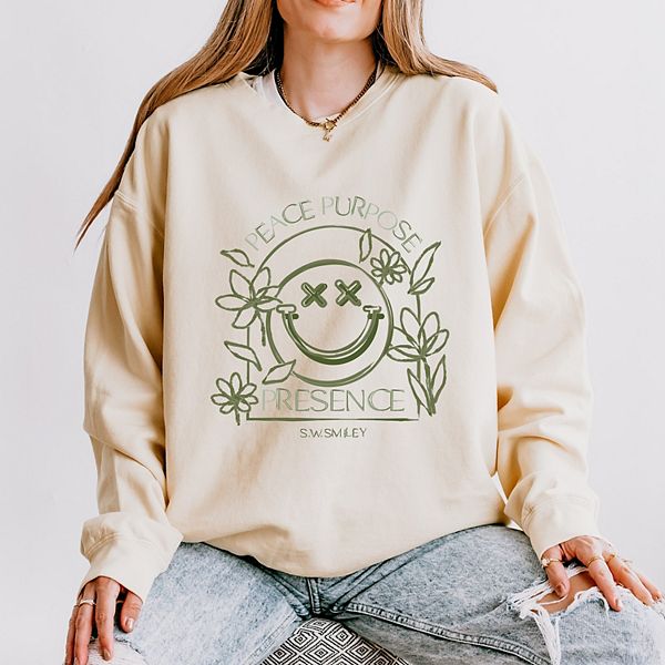 

SWSmiley peace purpose presence - женский легкий свитшот garment dyed Simply Sage Market, Ivory, Зеленый, SWSmiley peace purpose presence - женский легкий свитшот garment dyed Simply Sage Market, Ivory