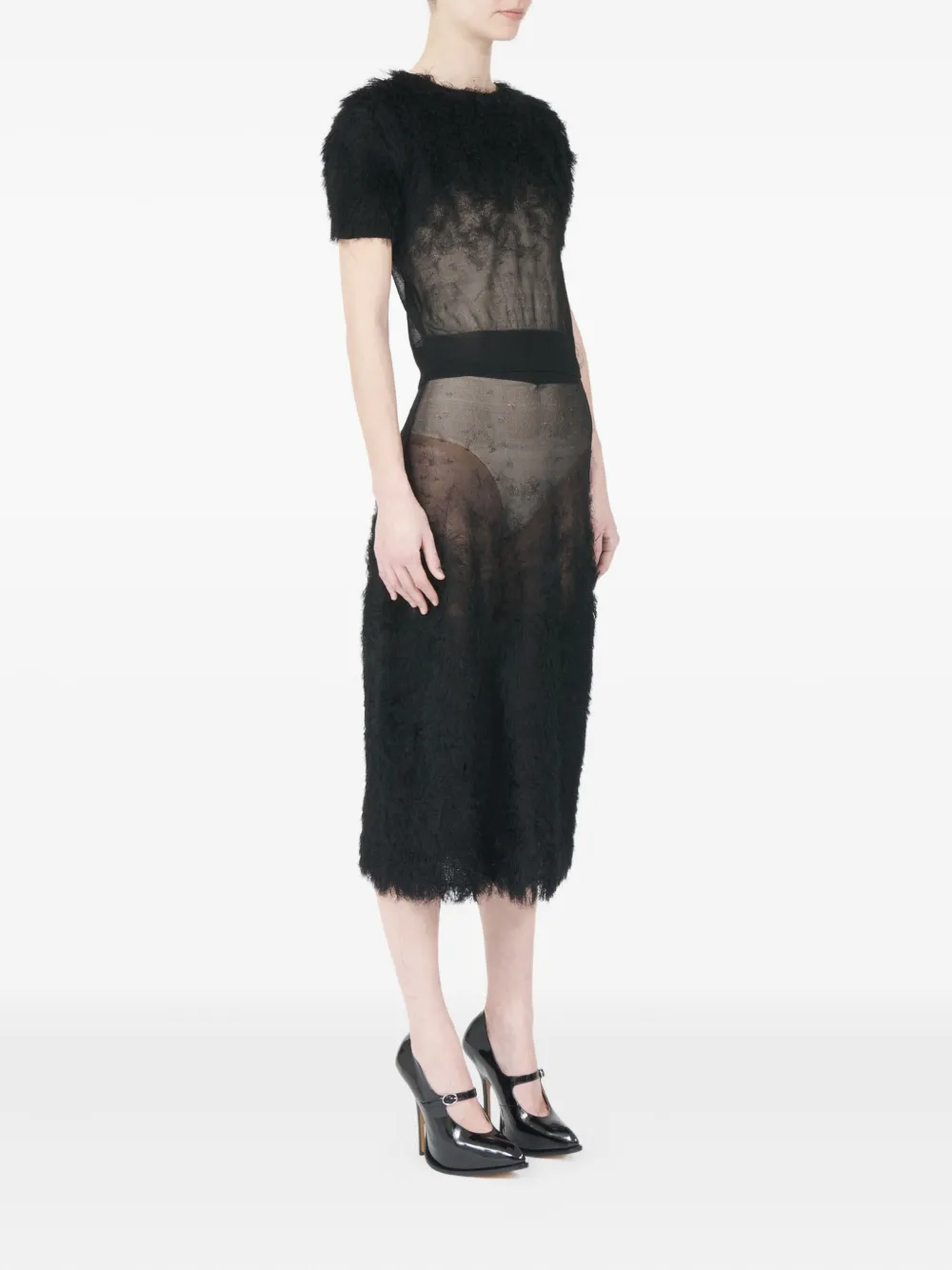 Пушистая блузка с короткими рукавами MAISON MARGIELA, черный — фото 3