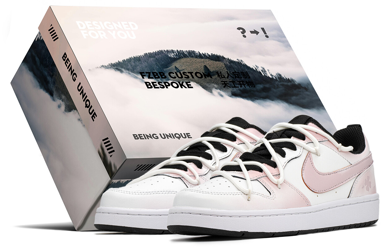 

Кроссовки Nike Court Borough Skateboard Shoes Women's Low-Top White Pink, розовый