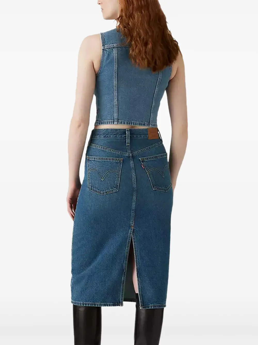 Джинсовая юбка-миди с разрезом сзади Levi's, синий — фото 3