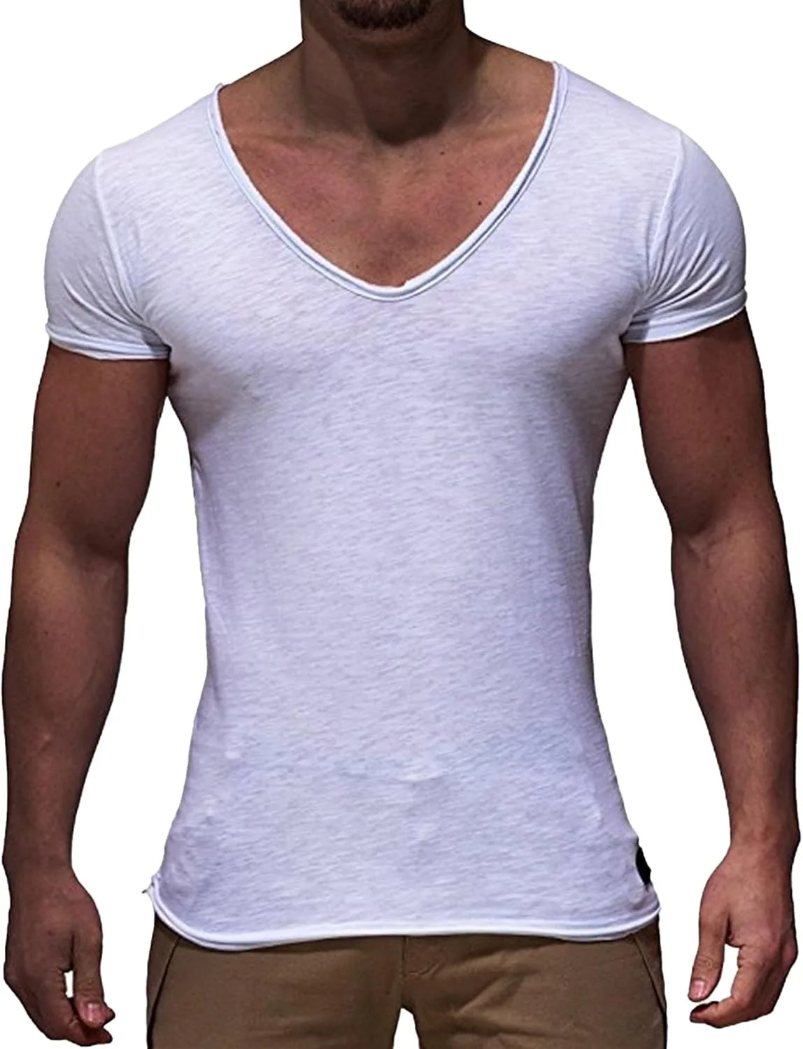 

Мужская футболка Stretch Gym Workout Deep V с коротким рукавом Slim Fit Low Cut