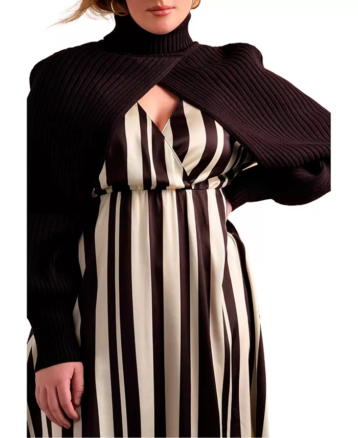 

Женский плюс сайз водолазка свитер с рукавами-шарф Eloquii, черный