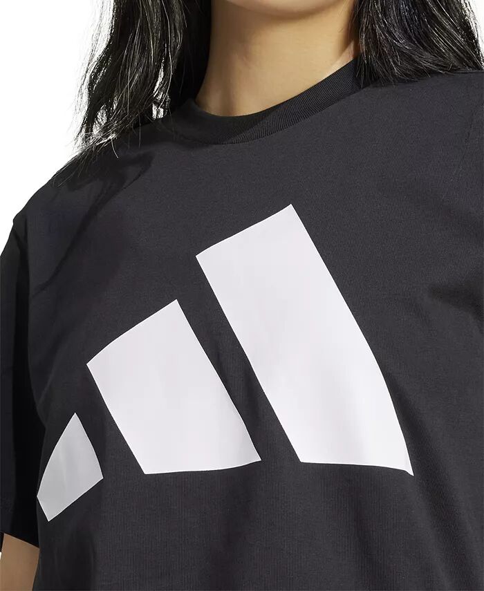 Женская футболка Essentials с большим логотипом из хлопка adidas, черный — фото 4