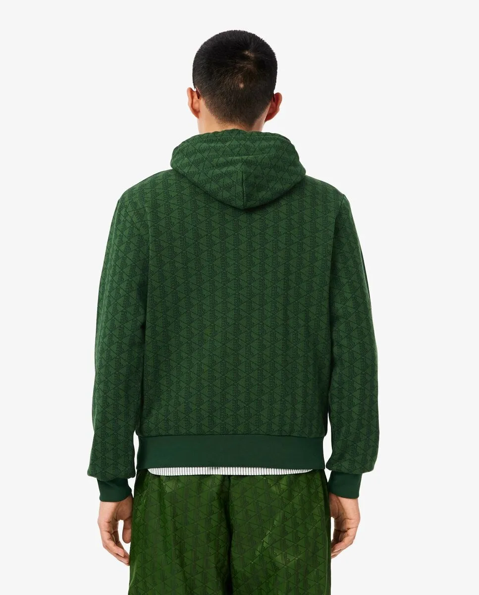 Мужская флисовая толстовка с капюшоном и монограммой серого цвета Lacoste — фото 2