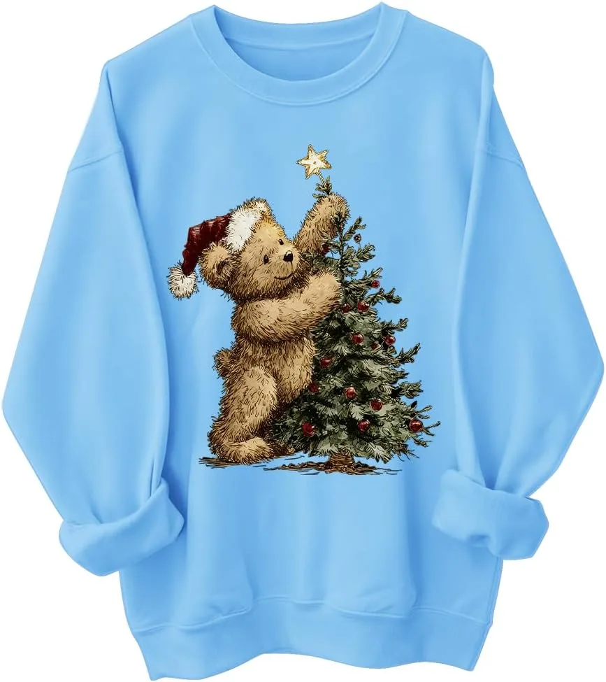 

Свитшот с рождественской елкой и медведем woati