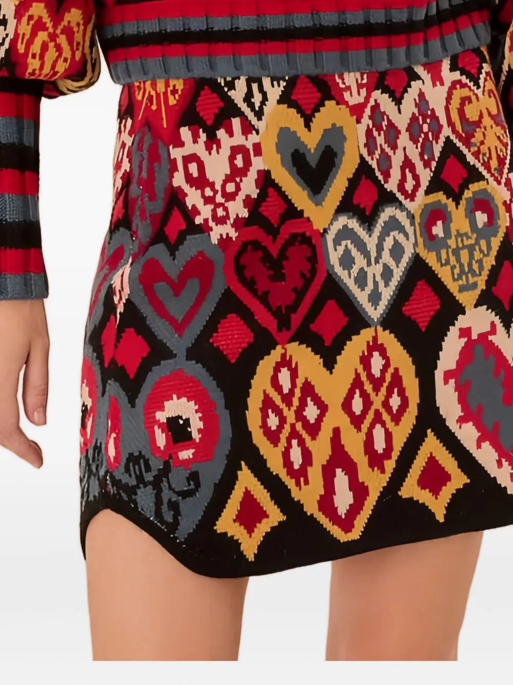 

Юбка с узором икат FARM Rio, черный