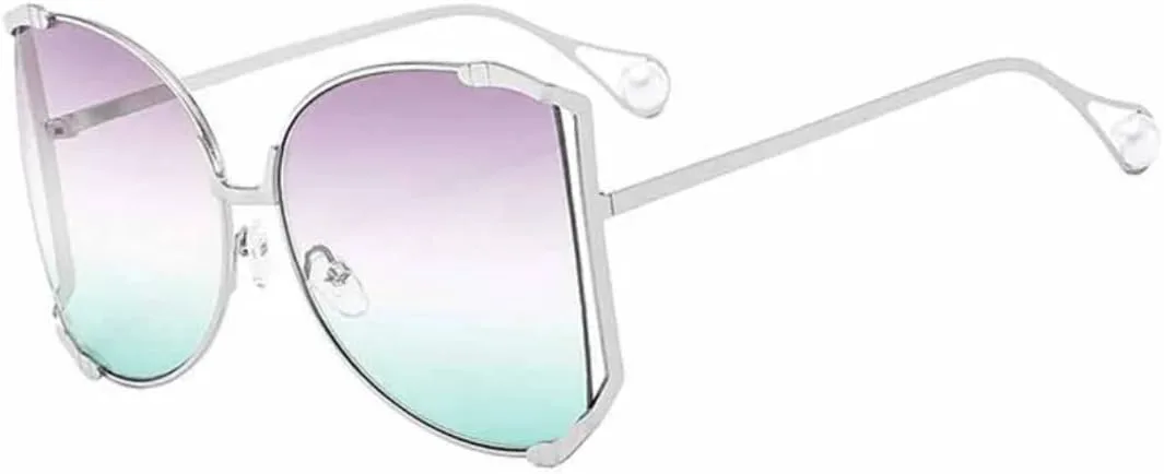 

Модные роскошные солнцезащитные очки в металлической оправе в стиле панк для женщин и мужчин с защитой от УФ-излучения UV400 TOIPASTN, Silver Purple Green