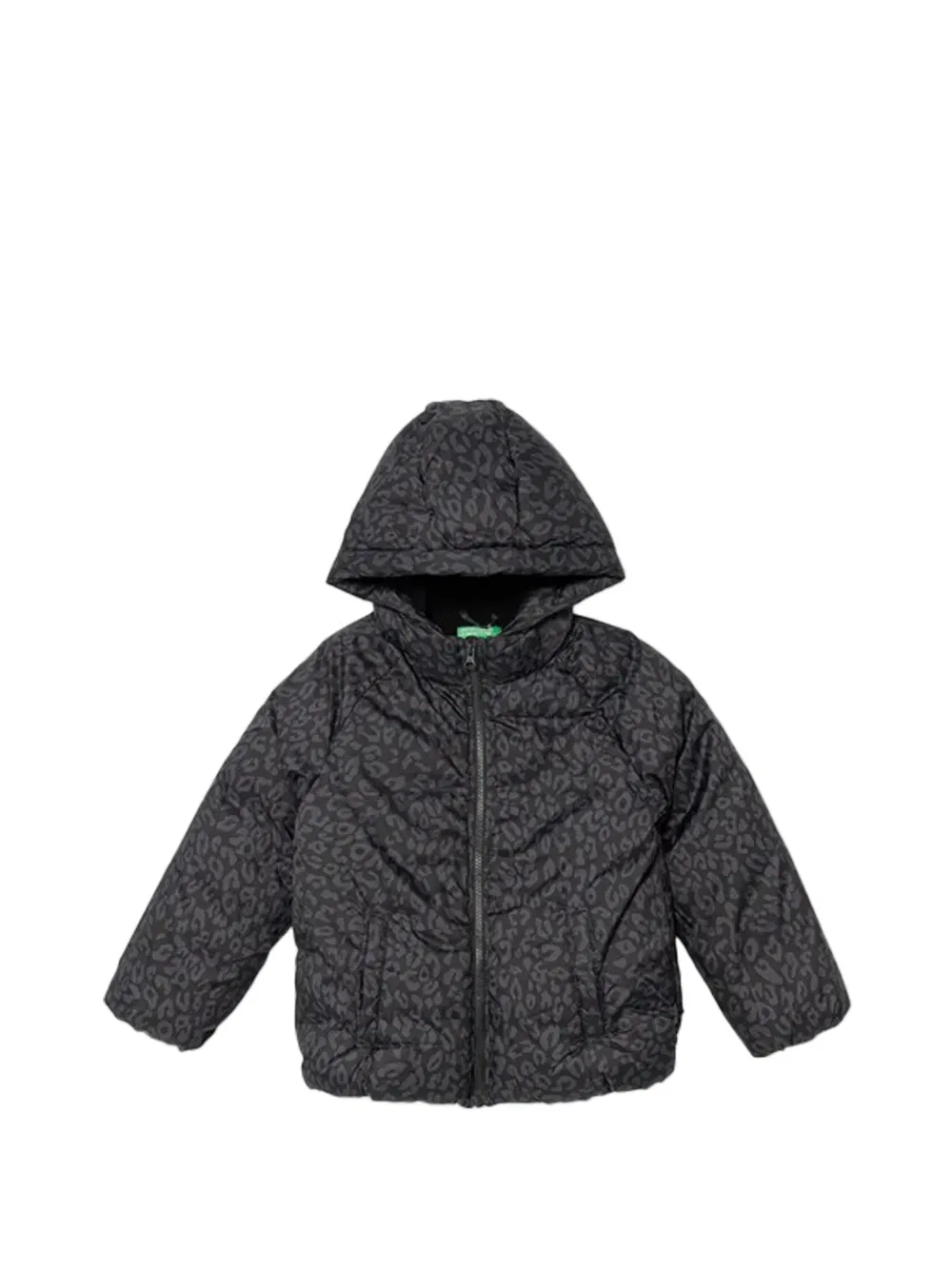 Стеганая куртка с животным принтом Benetton, черный