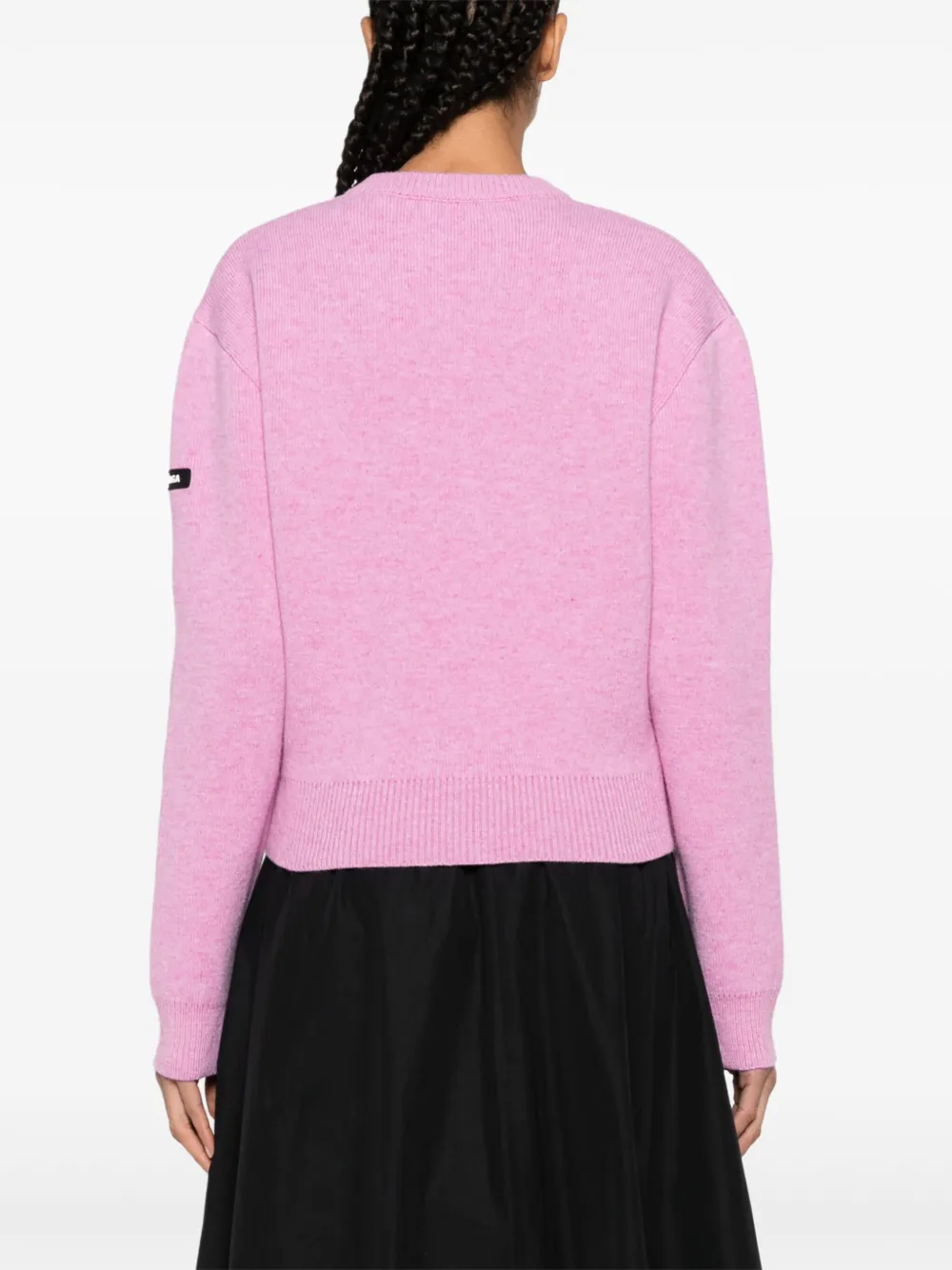 Меланжевый джемпер с нашивкой-логотипом BALENCIAGA, розовый — фото 4